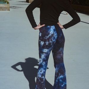 Black & Blue Tie Dye Flare Pants